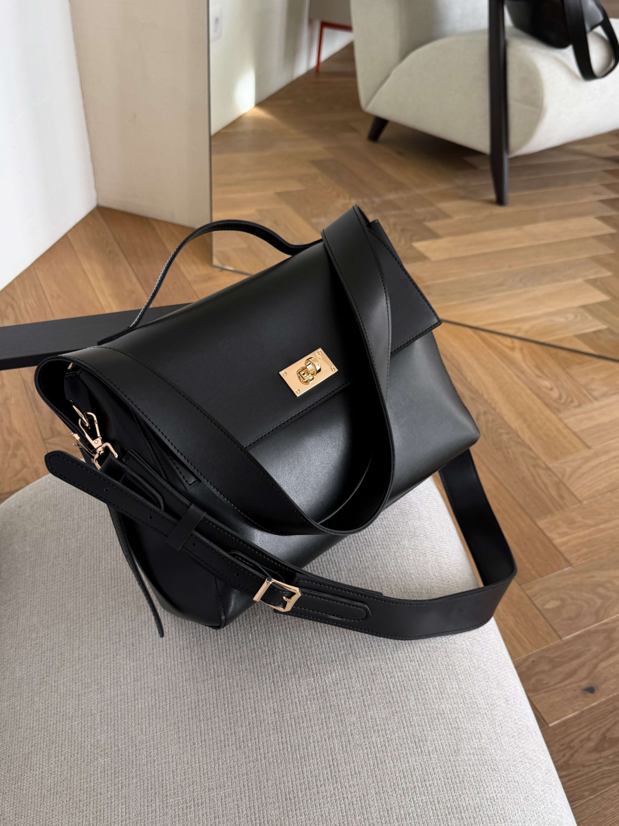 Містка сумка-шопер ТЕОНА чорна LEMAN LM4868-1